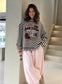 STRIPE PRINT SWEATSHIRT - 10-16 - CHOCOLATE