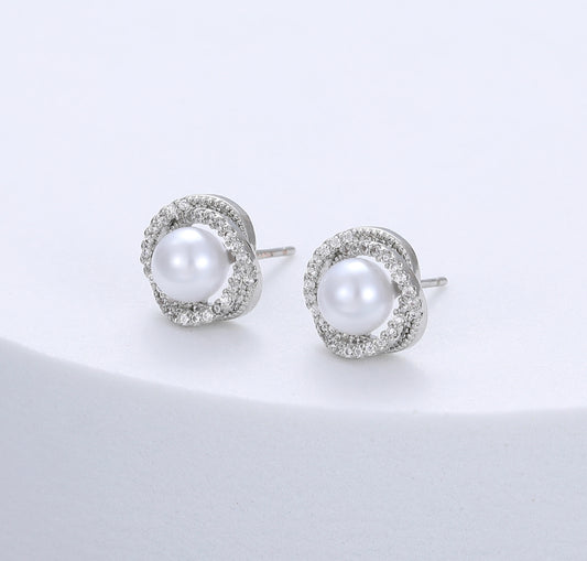 PEARL DIAMANTÉ STUD - SILVER