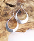 HAMMERED OPEN OVAL DROP EARRINGS - SILVER