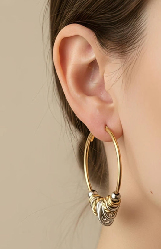 MIXED METAL HOOP EARRINGS