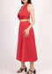 COTTON HALTERNECK BELTED DRESS - 8-12 - RED
