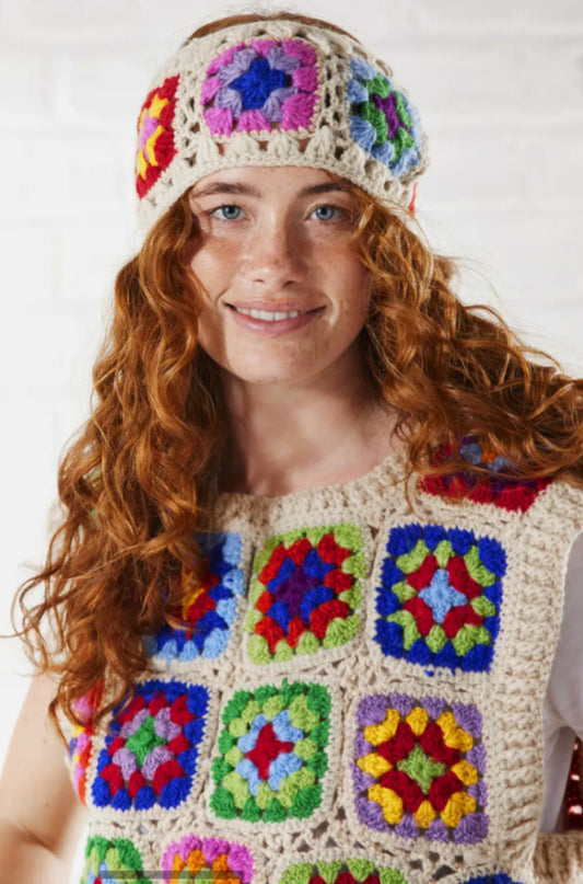 100% WOOL GRANNY SQUARE HEADBAND