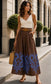 WIDE LEG PRINT PANTS - 10-16 - CHOCOLATE
