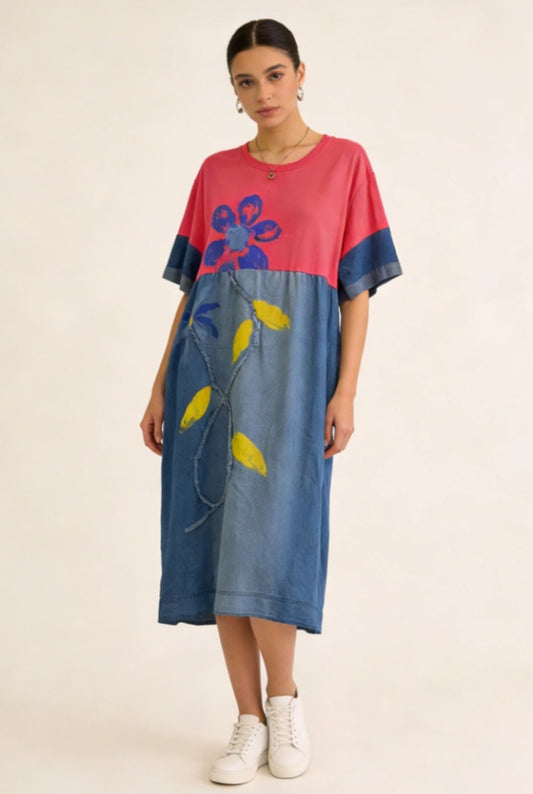 DENIM MIX DRESS - 10-16