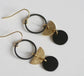 KAIKO - BLACK & BRASS CIRCLE & MOON EARRINGS- GOLD PLATED