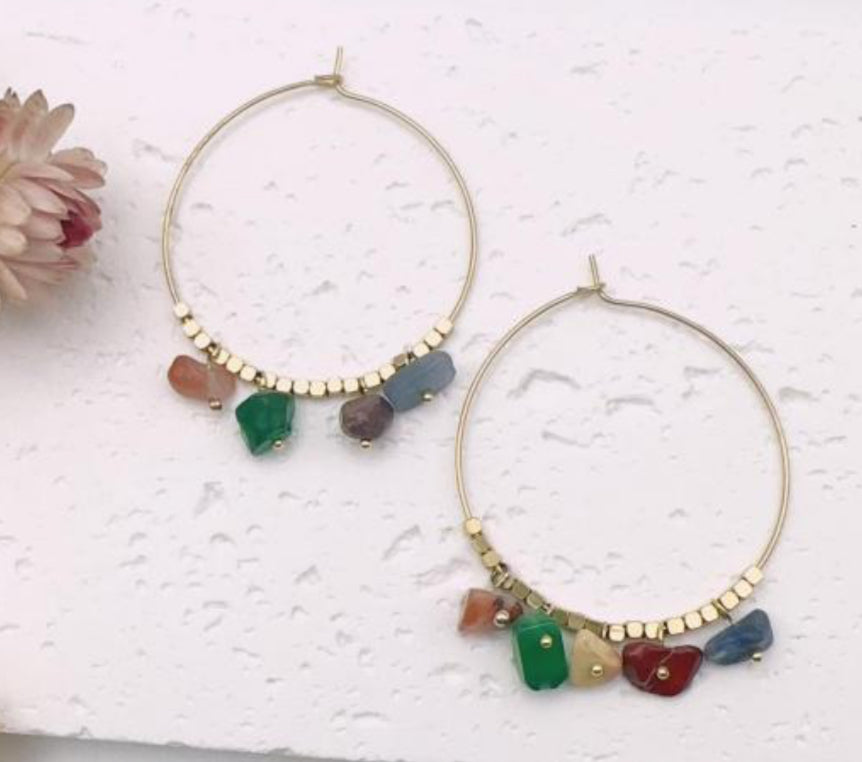 GOLD PLATED STAINLESS STEEL BEAD EARRINGS