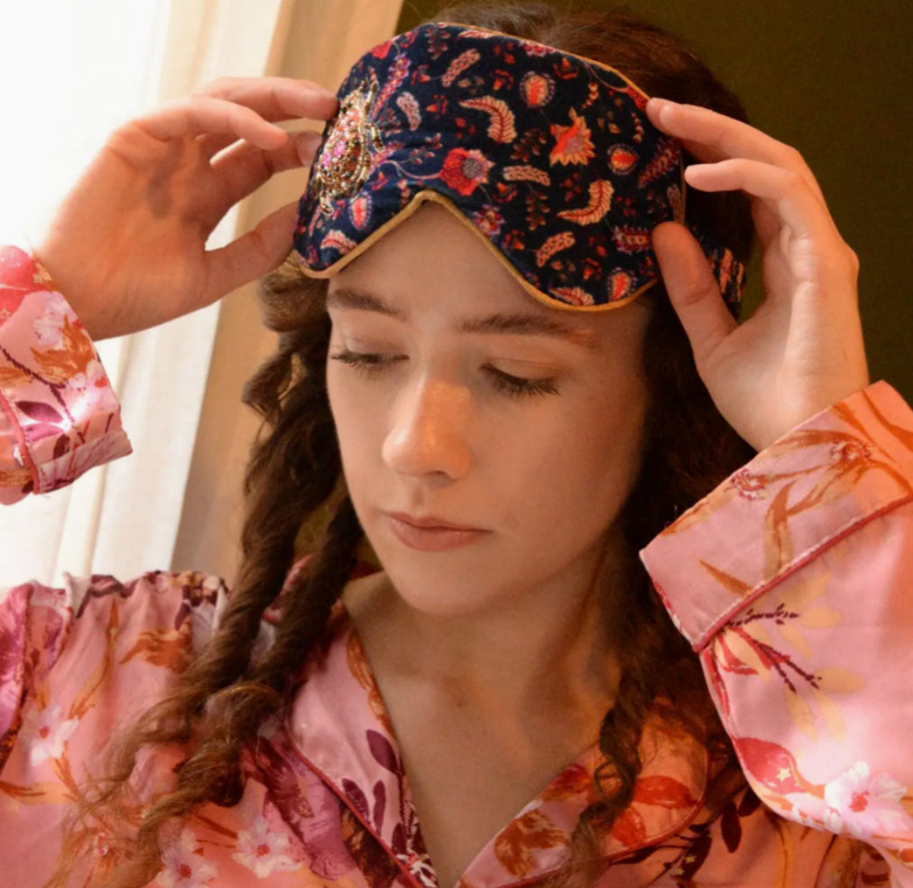 LUXURY VELVET HANDMADE EYE MASK- comes with matching pouch & gift box - BEETLE