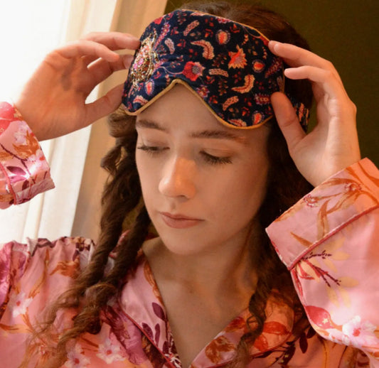 LUXURY VELVET HANDMADE EYE MASK- comes with matching pouch & gift box - BEETLE