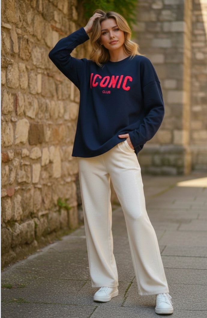 COTTON OVERSIZED ICONIC SWEATSHIRT- 12-18 - NAVY