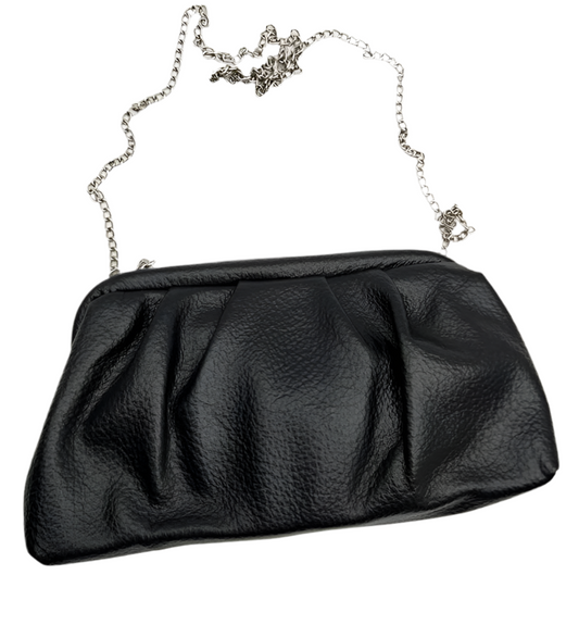 LEATHERETTE EVENING CLUTCH - BLACK