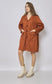 PATCH POCKET RUCHED BACK HOODED COAT - RUST - 10-14 - 100% COTTON