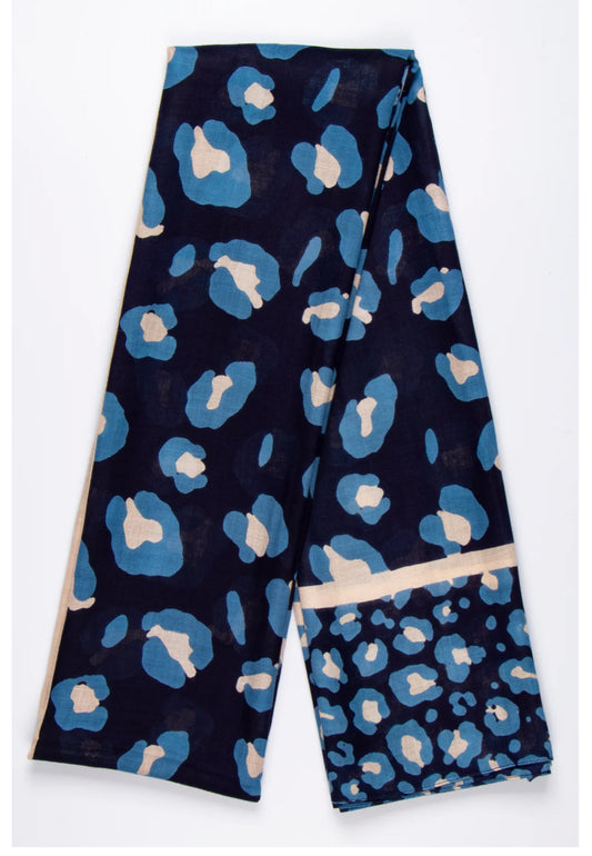 LEOPARD PRINT SCARF - NAVY