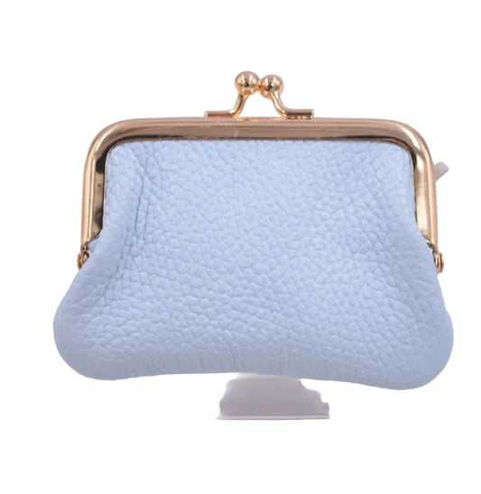 LEATHER GRANNY PURSE - BLUE