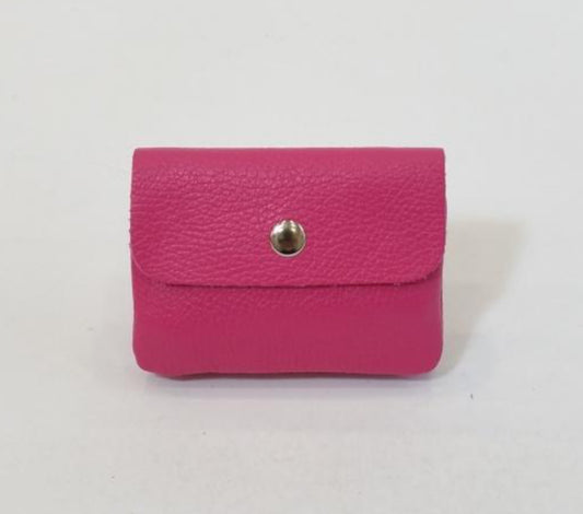 FUSCHIA LEATHER CARD WALLET