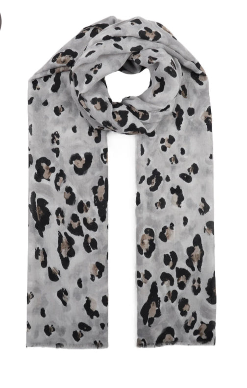 ANIMAL PRINT SCARF - GREY