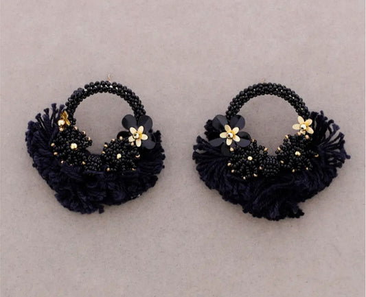 FLOWER BEAD STATEMENT EARRINGS