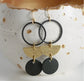 KAIKO - CIRCLE BLACK & BRASS EARRINGS