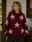WOOL BLEND STAR KNIT - 10-16 - BURGUNDY/PINK