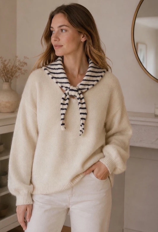 SCARF KNIT - 10-16 - CREAM