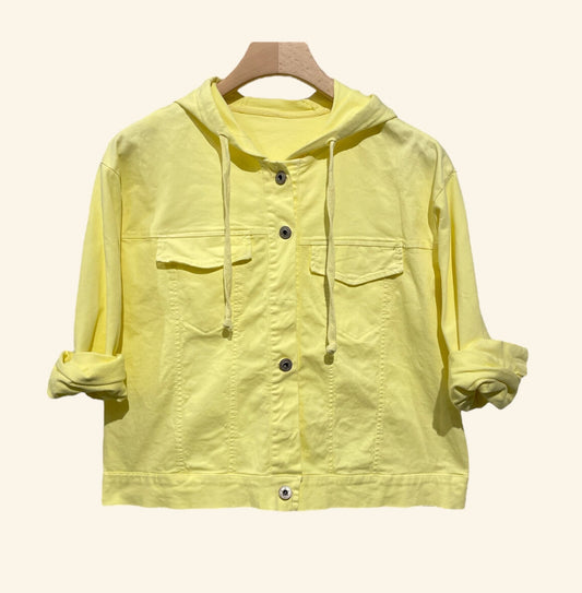 COTTON HOODED JACKET - 8-14 - LEMON