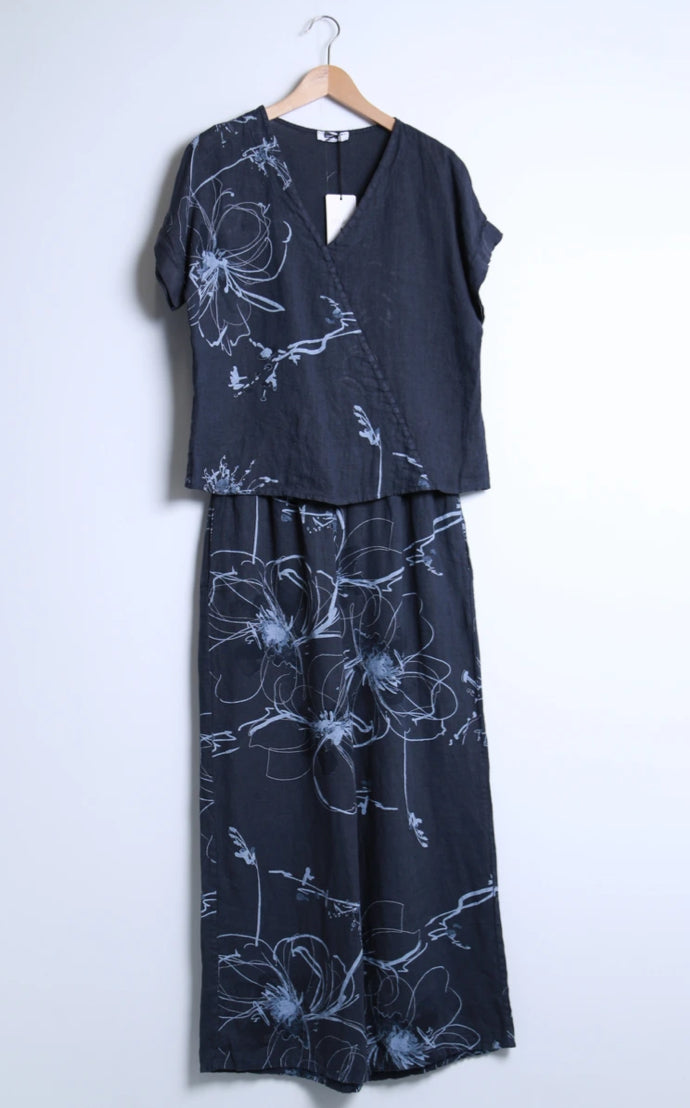 FLORAL PRINT LINEN TOP - 10-16