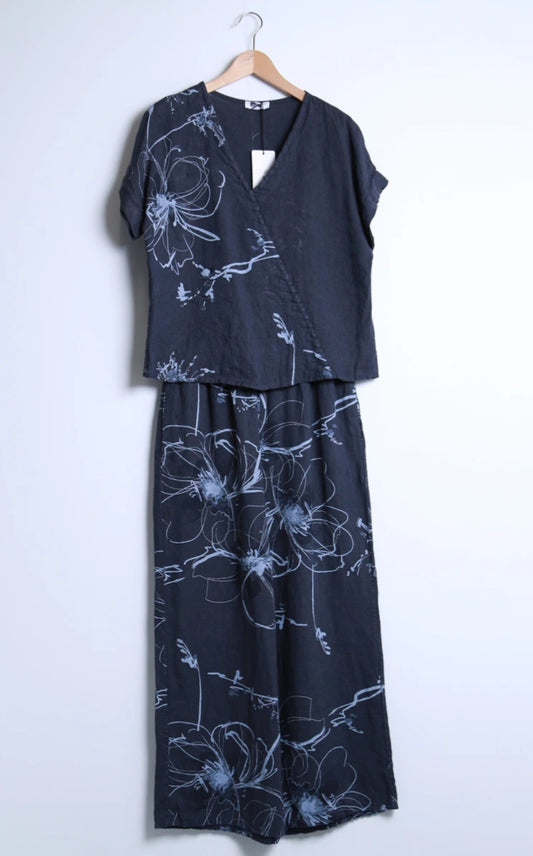 FLORAL PRINT LINEN TOP - 10-16