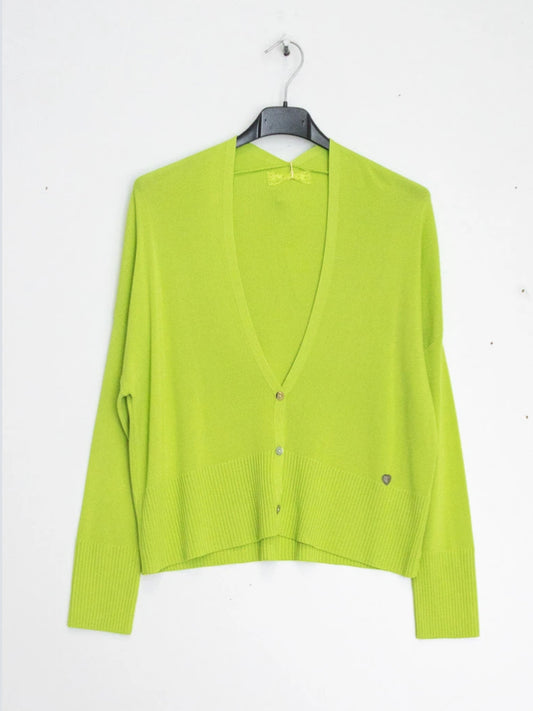 *SALE* BUTTON FINE KNIT CARDI - 8-12 - LIME