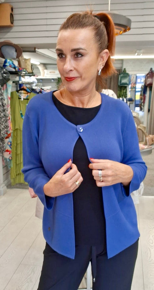 *SALE* ONE BUTTON CARDI - 8-14/16 - FRENCH NAVY