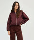 HOODED BOMBER JACKET - 10-16 - BURGUNDY