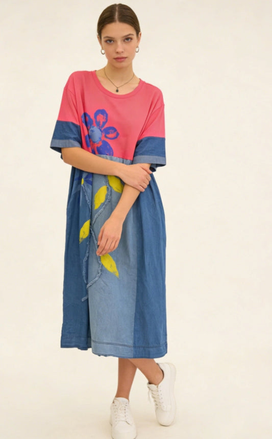 DENIM MIX DRESS - 10-16