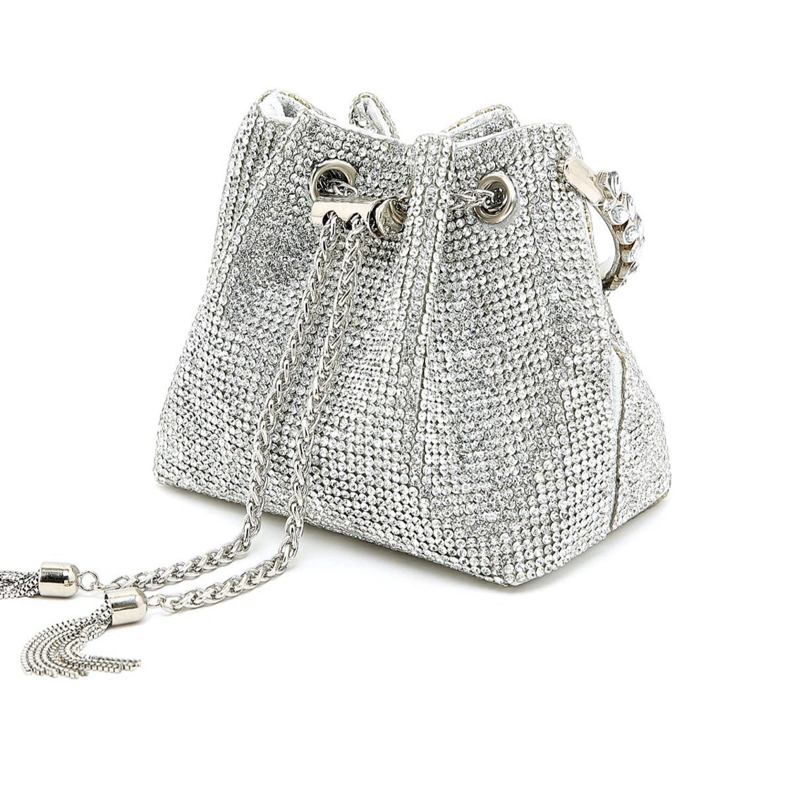 SILVER CRYSTAL OCCASION BAG