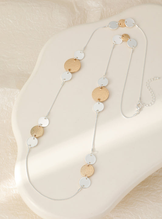 DISC LONG NECKLACE- MIXED METAL