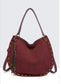 NUBUCK EFFECT SHOULDER/ CROSSBODY- BURGUNDY
