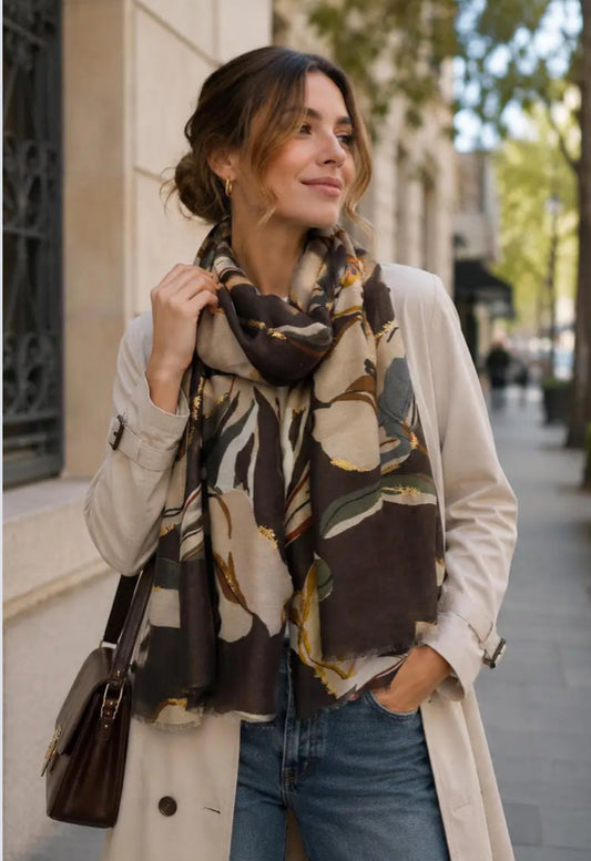 FLORAL FOIL PRINT SCARF
