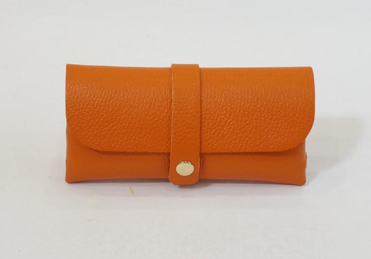 LEATHER GLASSES CASE - ORANGE