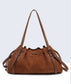 RUCHED SUEDETTE BAG - BROWN