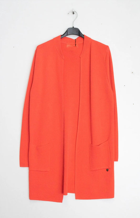 *SALE* LONGLINE KNIT CARDI - 8-14 - CORAL
