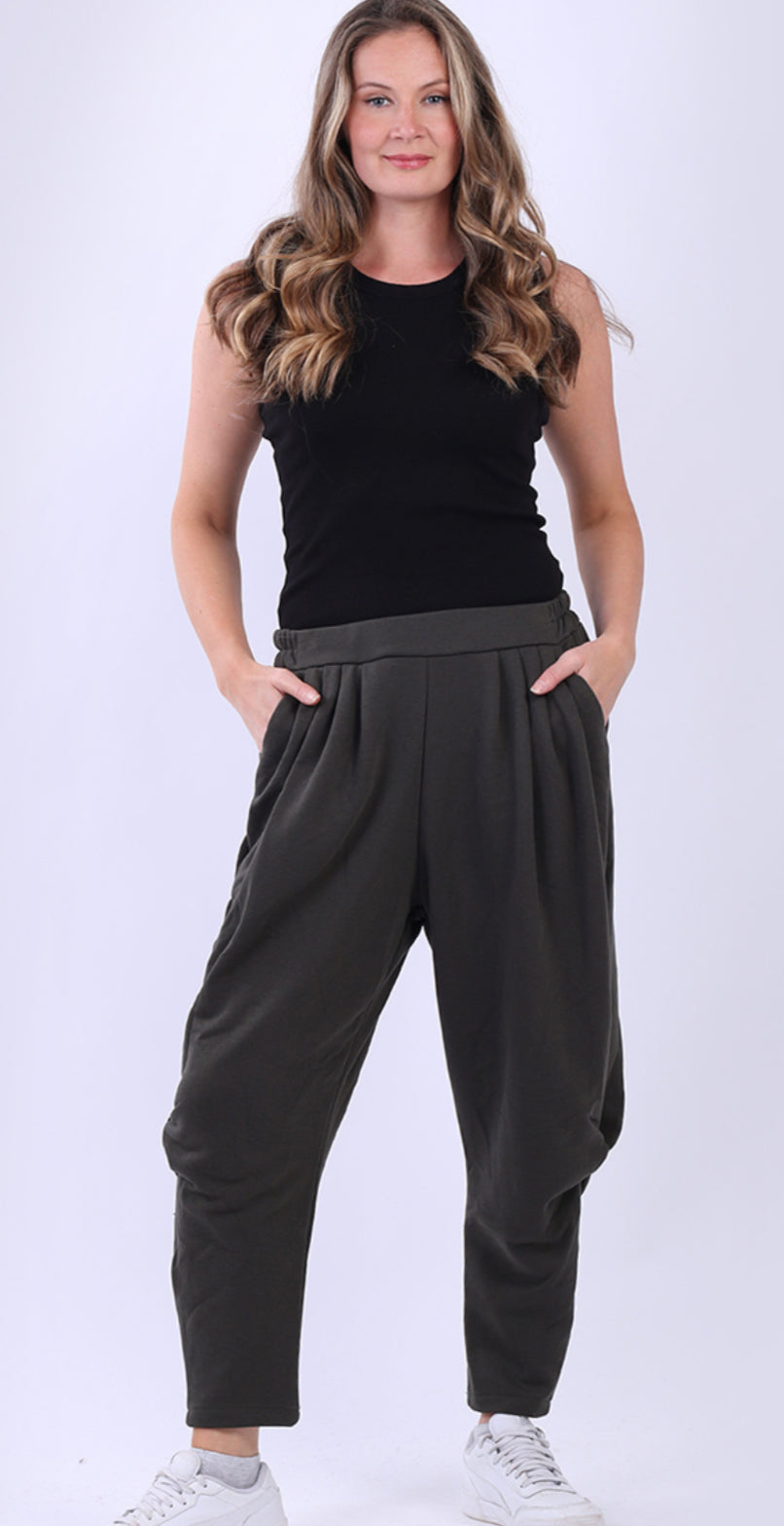 COCOON HEM COTTON BLEND PANTS - CHARCOAL - 12-16