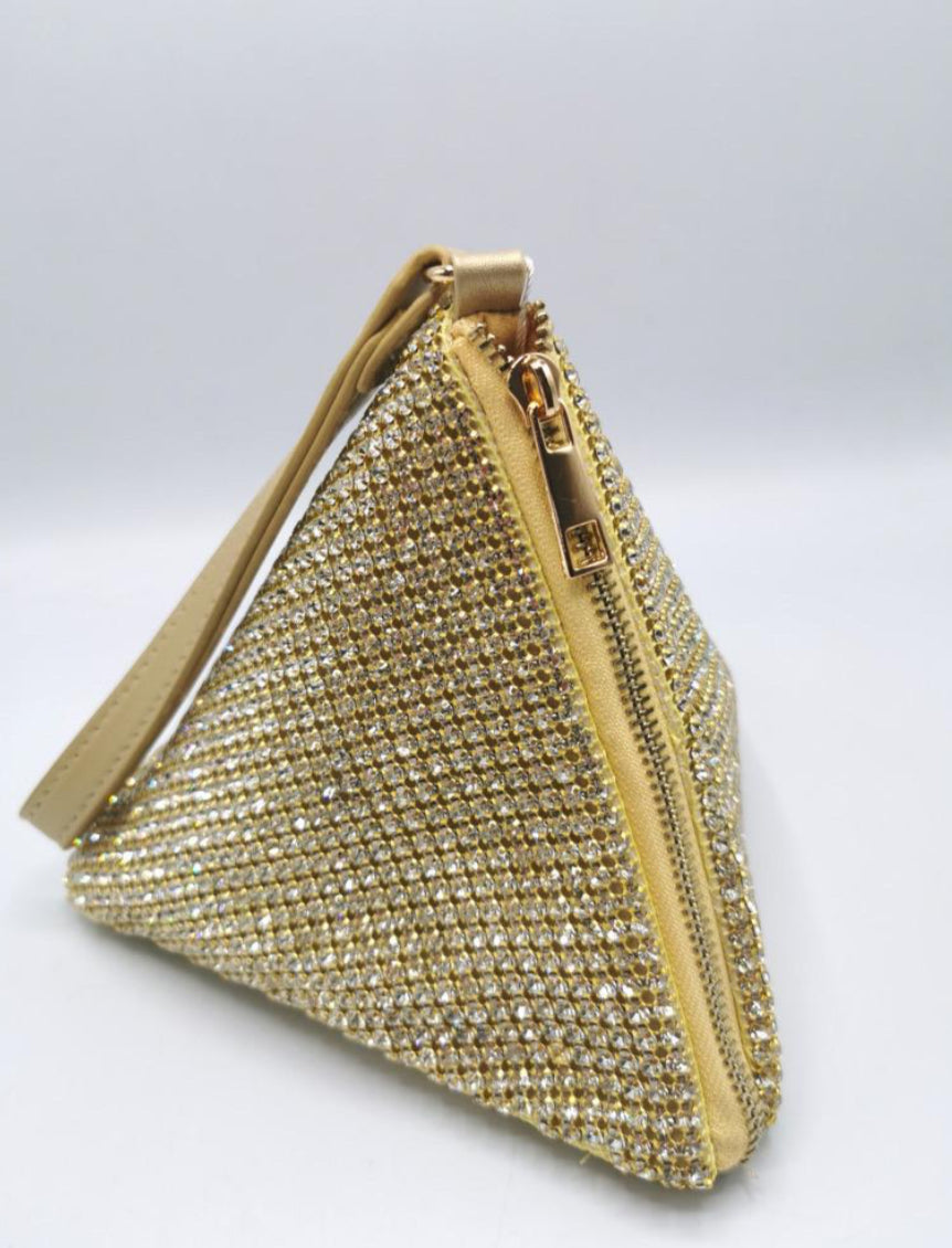 GOLD CRYSTAL TRIANGLE OCCASION BAG