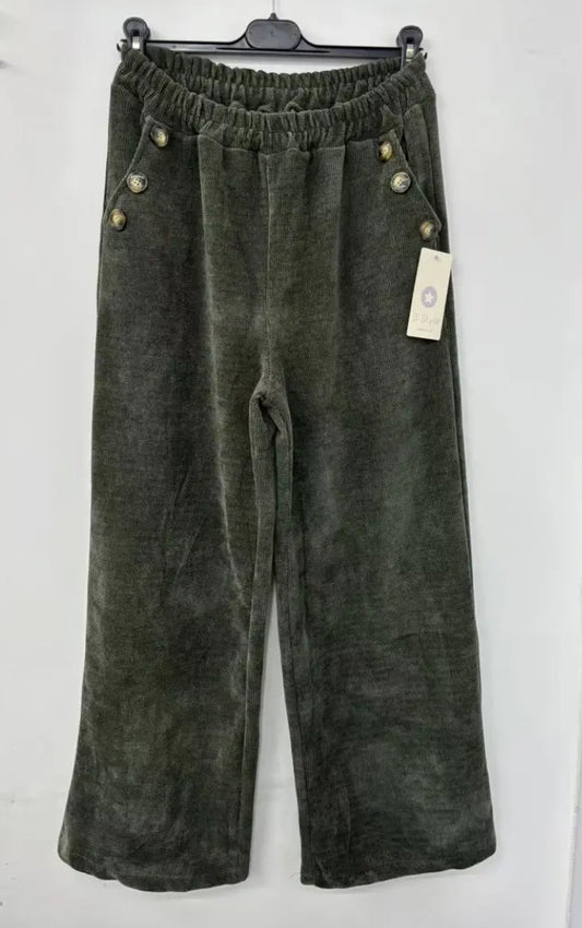 VELOUR PALAZZO - 10-16 - KHAKI