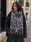 TASSEL LEOPARD PRINT SCARF