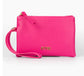 FUSCHIA WRISTLET PURSE WITH GREEN LINING