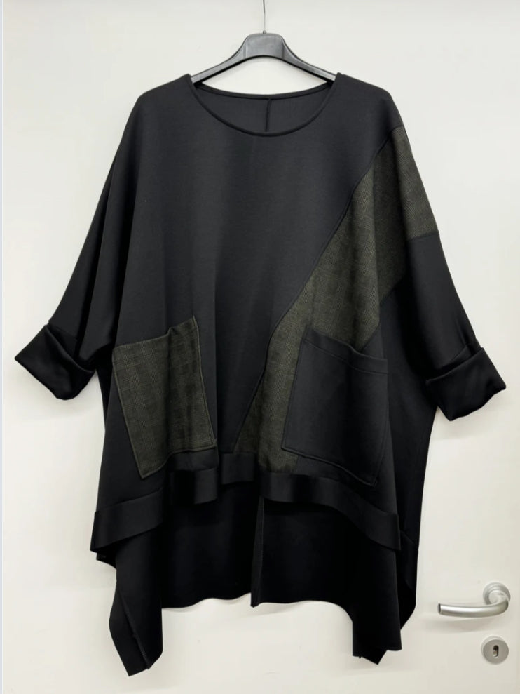 POCKET DIP HEM TUNIC TOP - 10-16 - KHAKI