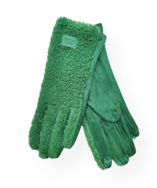 TEDDY FLEECE GLOVES - KELLY GREEN