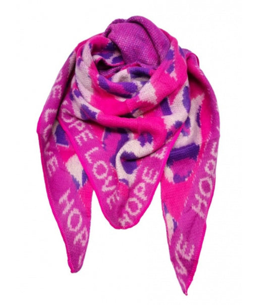 TRIANGLE KNIT SCARF - FUSCHIA