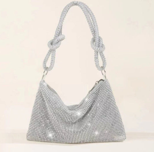 SILVER CRYSTAL OCCASION BAG