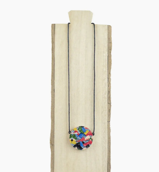DECOUPAGE WOODEN NECKLACE
