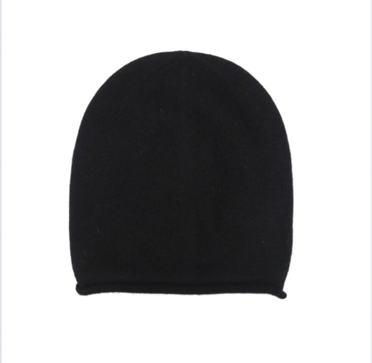 PLAIN KNIT BEANIE - BLACK