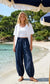 COTTON ELASTIC HEM PANTS - 10-16 - NAVY