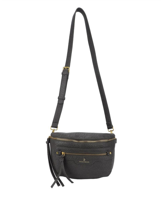 SLING BAG WITH ZIP DETAIL - CHARCOAL GREY